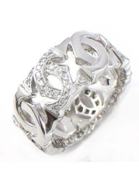 Cartier Ring Entrelace C2 2C Logo Diamond 18k White Gold